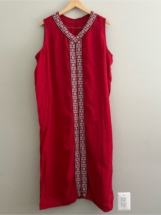 Vintage Dresses & Skirts - Vintage Handmade Cotton Sleeveless Midi Dress